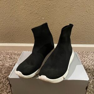 Black Sock Sneakers with White Soles